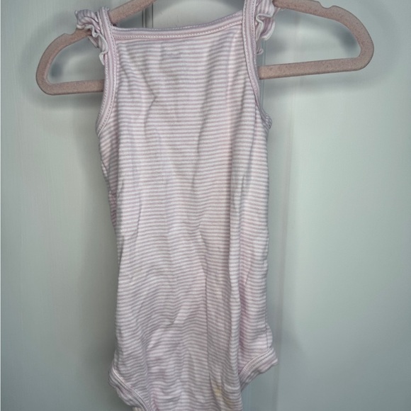 Carter’s 18M Pink & White Striped Girls Ruffle Short Sleeve Onesie Bodysuit - Picture 4 of 4